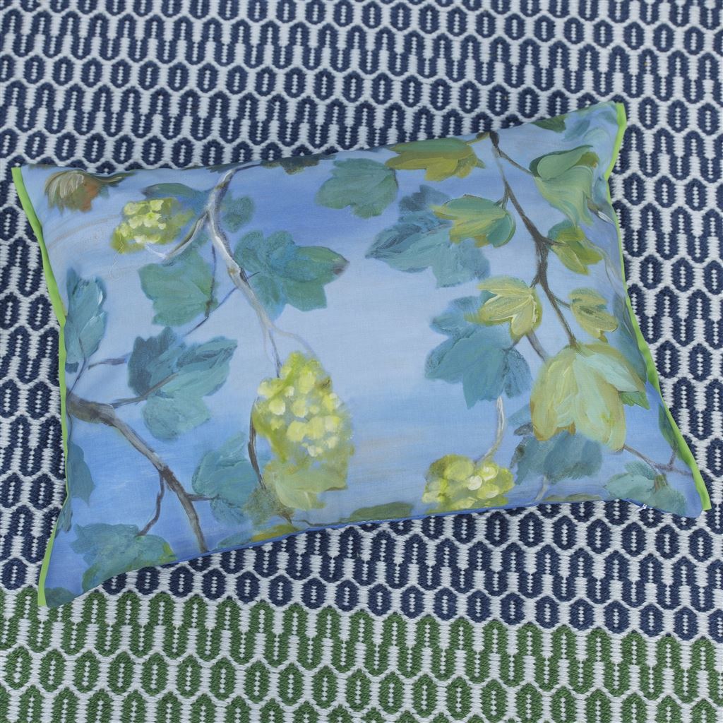 Giardino Segreto Outdoor Botanical Cushion By Designers Guild In Cornflower Blue